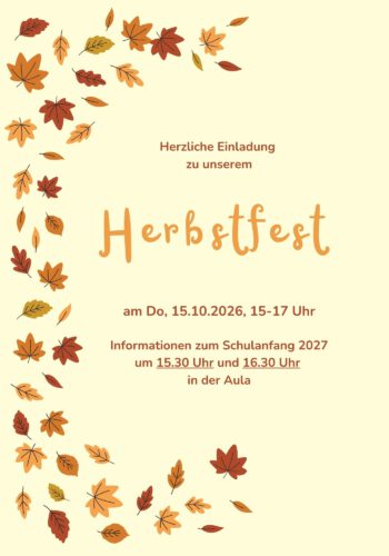 Braun Orange Illustrativ Herbst Blätter Kinder Fest Herbstfest Einladung-2