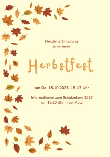Braun Orange Illustrativ Herbst Blätter Kinder Fest Herbstfest Einladung - 1